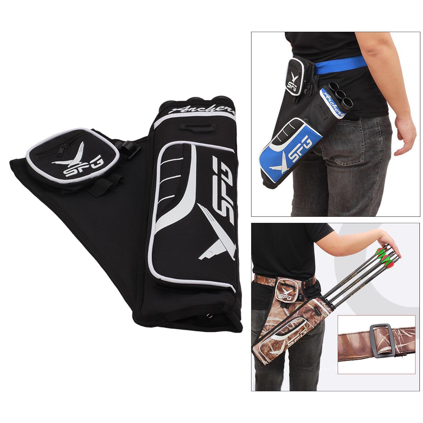 Quiver 3 Tubes Waist Hip Bag Belt Pouch Holder for Hunting Black