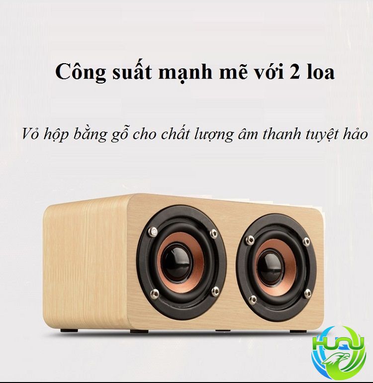 Loa Đôi Bluetooth Vân Gỗ Sang Trọng HQ-W5 - Công suất mạnh mẽ với 2 loa