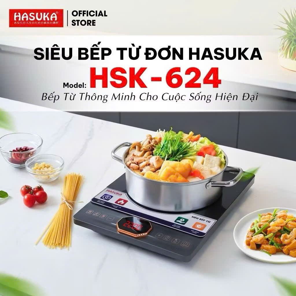 BẾP ĐIỆN TỪ ĐƠN CAO CẤP HASUKA HSK-624 (2850W)-HÀNG CHÍNH HÃNG