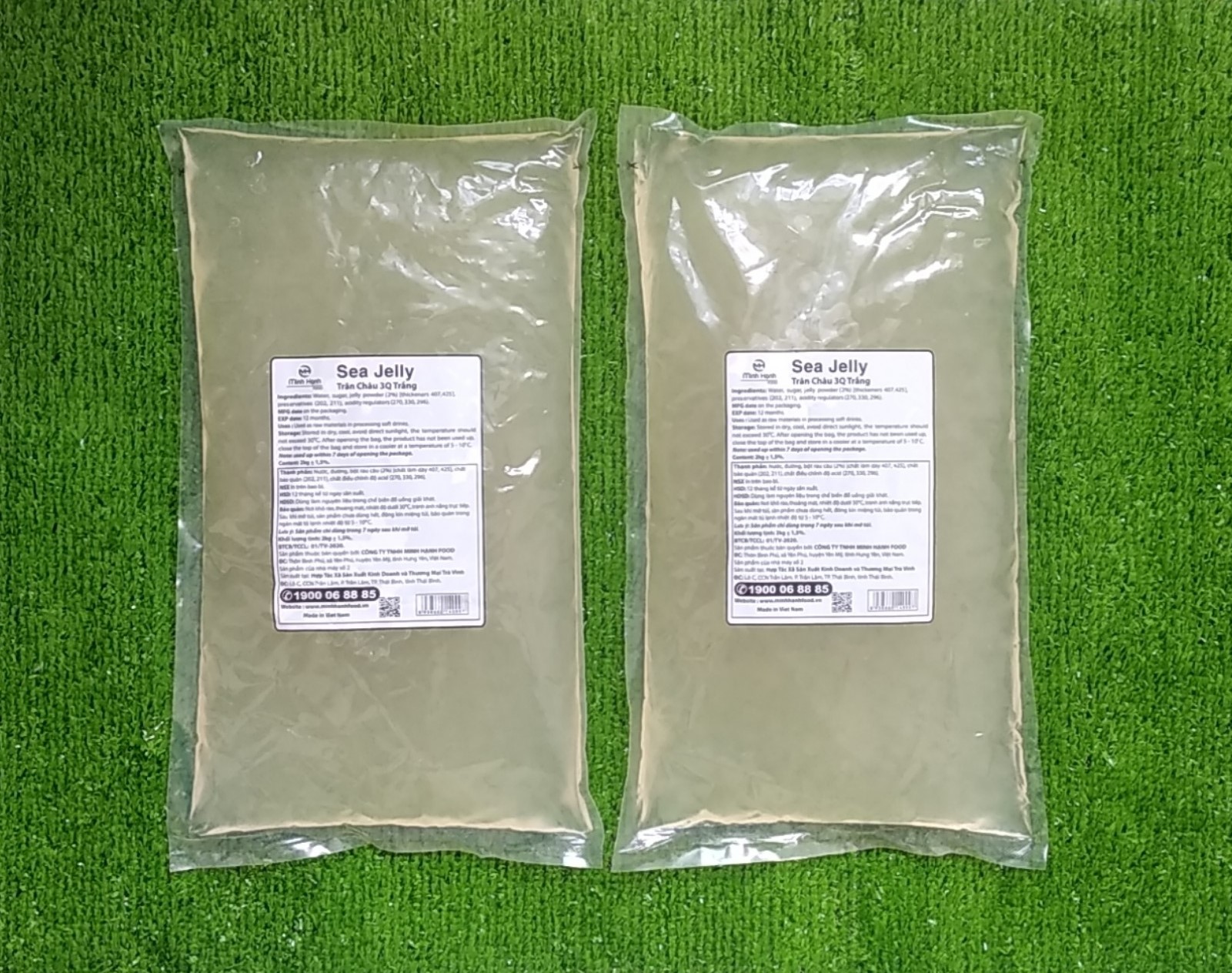 Combo 2 gói Trân Châu Trắng 3Q Sea Jelly 2 kg/Thạch Ngọc Trai 3Q Sea Jelly (ngon, dai giòn sần sật - dùng trực tiếp mà không cần nấu hay chế biến khác)