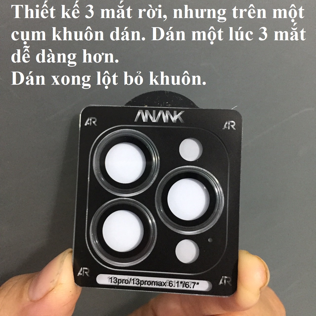 Cụm cường lực viền hợp kim titan dán camera cho iP 13 / 13 Pro Max ANANK AR _ Hàng chính hãng