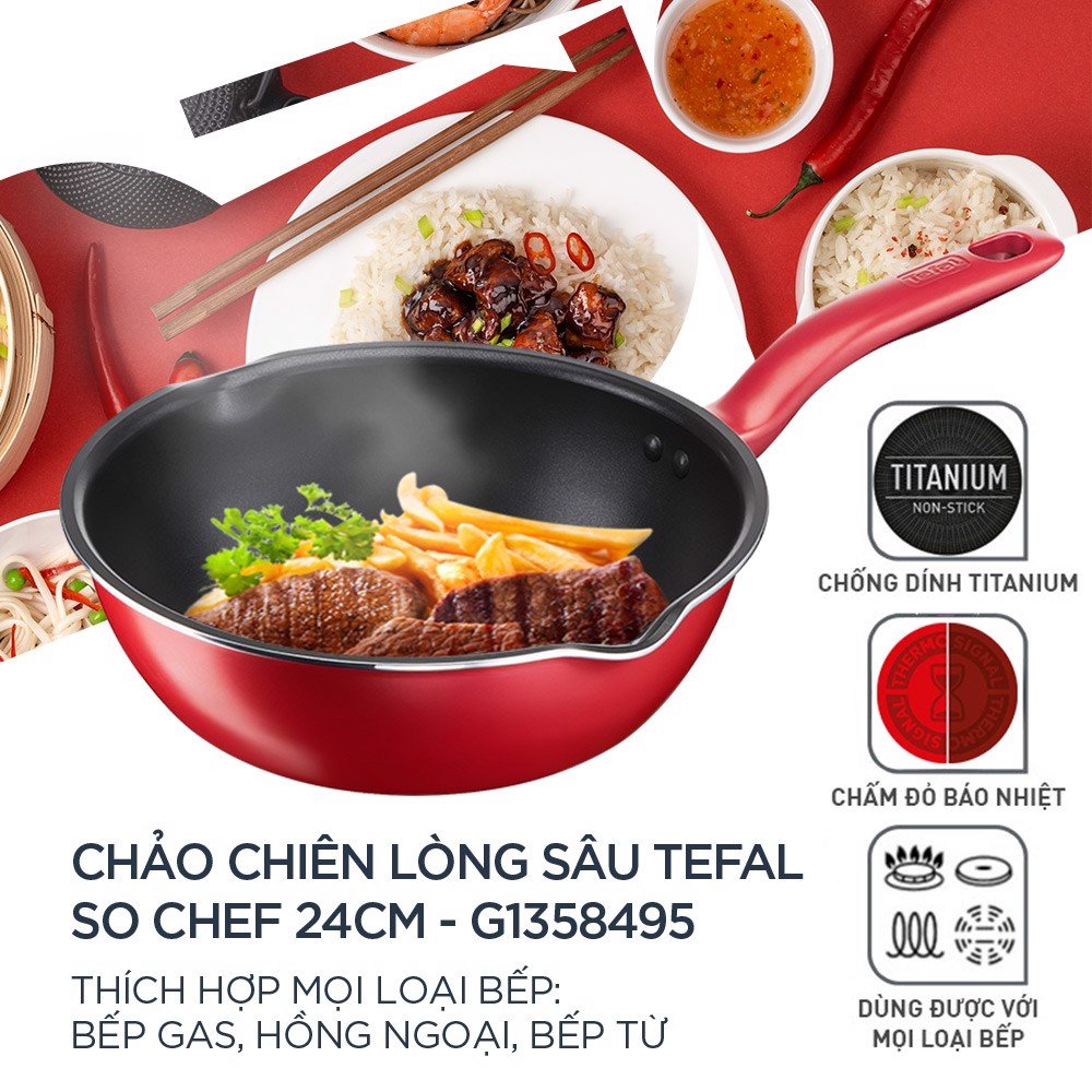 Chảo đáy từ lòng sâu chống dính cao cấp 24cm - Tefal So Chef