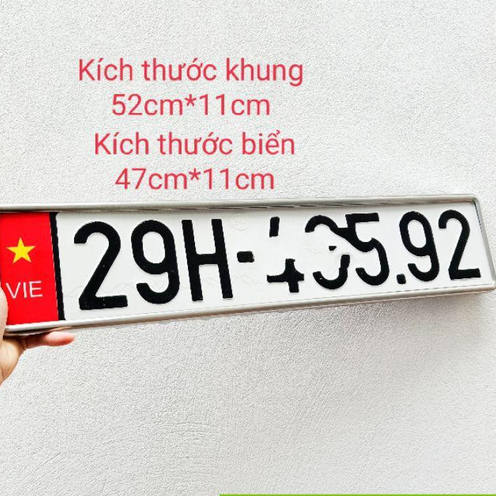 khung biển số ô tô có hình trang trí khung biển số dài cũ 4 số và 5 số có viền inox