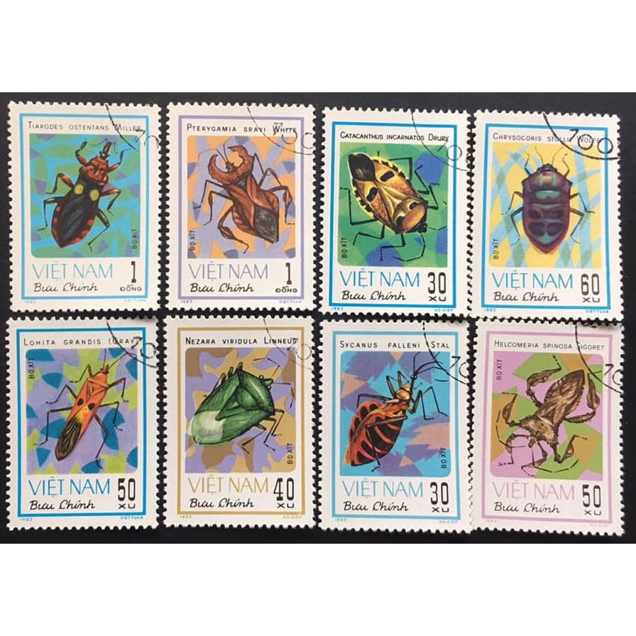 Bộ Tem Sưu Tầm Việt Nam Chủ Đề Côn Trùng - 8 Con Stamps