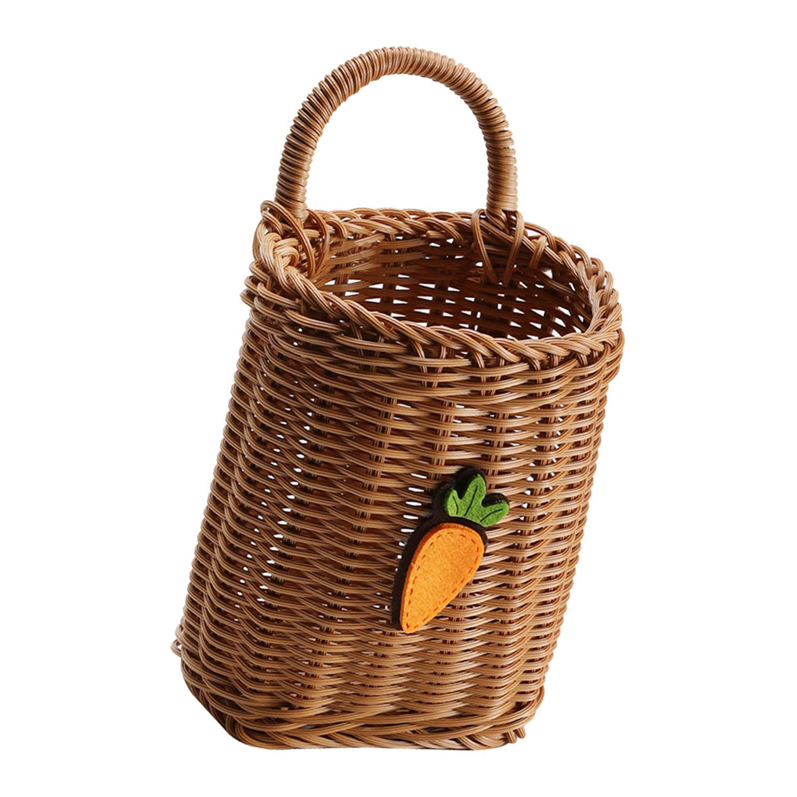 Wall Hanging Basket Holder Decorative Toiletries Sundries Home Vegetables Cabinet with Handle Bathroom Key Balcony Kitchen Woven Wall Basket