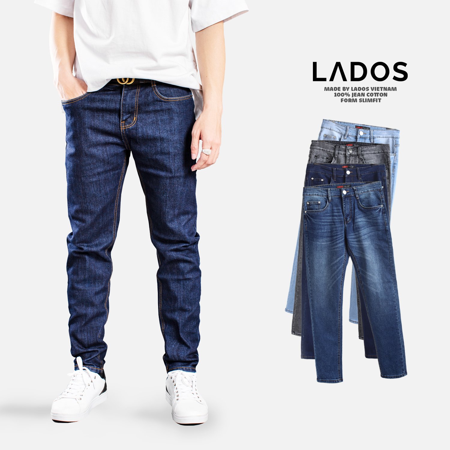 Quần Jean Nam Basic Cao Cấp Lados - 4035 Form Slimfit, Vải Đẹp - 003 - 30