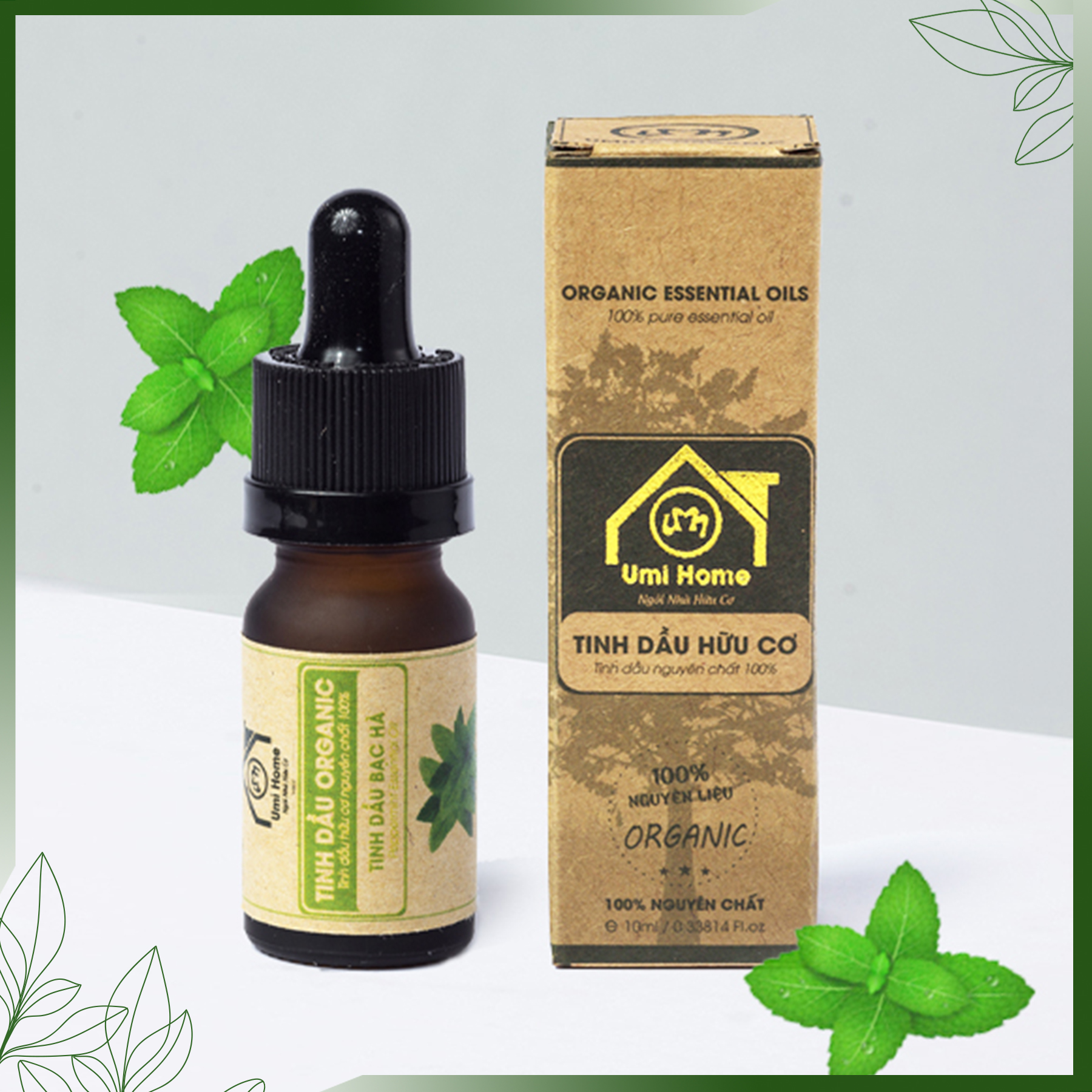 Tinh Dầu Bạc Hà Nguyên Chất (10ml) UMIHOME - Dùng cho xông tắm thơm mát sảng khoái, xua đuổi côn trùng hiệu quả