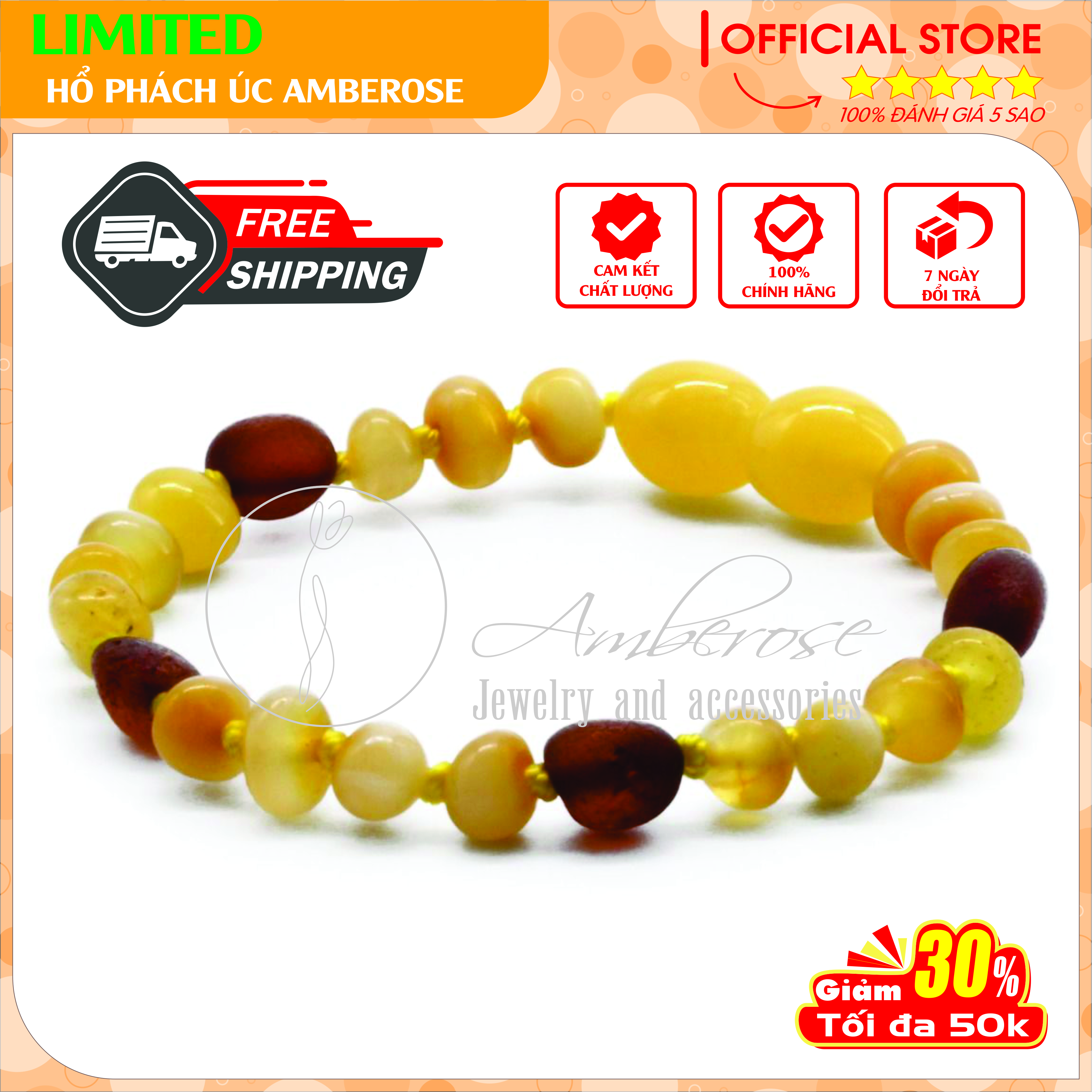 Bộ Vòng Amber Úc Cho Bé 0 - 10 tuổi ( Mẫu Đặc Biệt ) SABLMT17