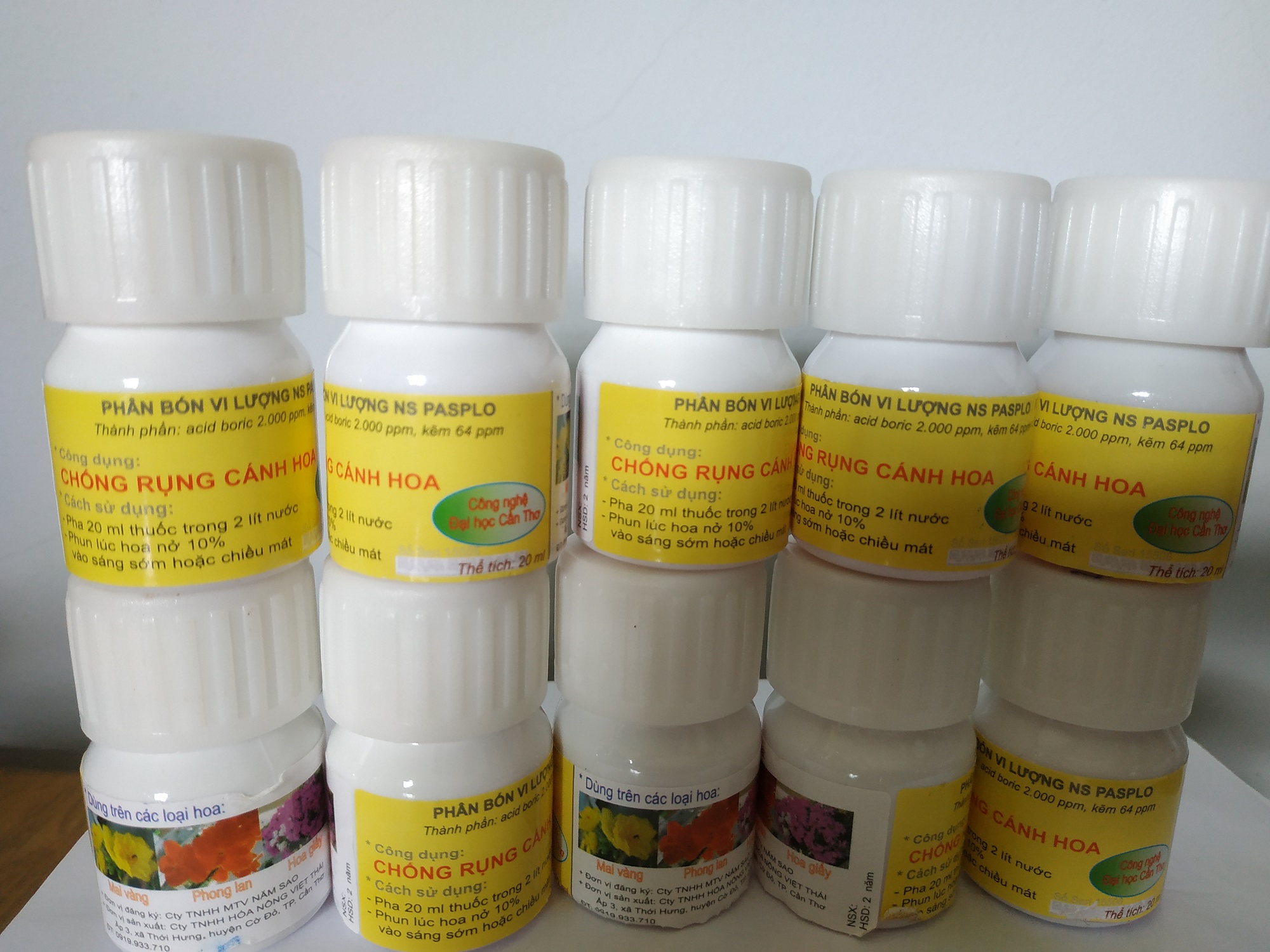 Combo 10 chai Phân bón vi lượng chống rụng cánh hoa chuyên dùng cho hoa mai, phong lan, hoa giấy CN ĐH Cần Thơ - chai 20 ml