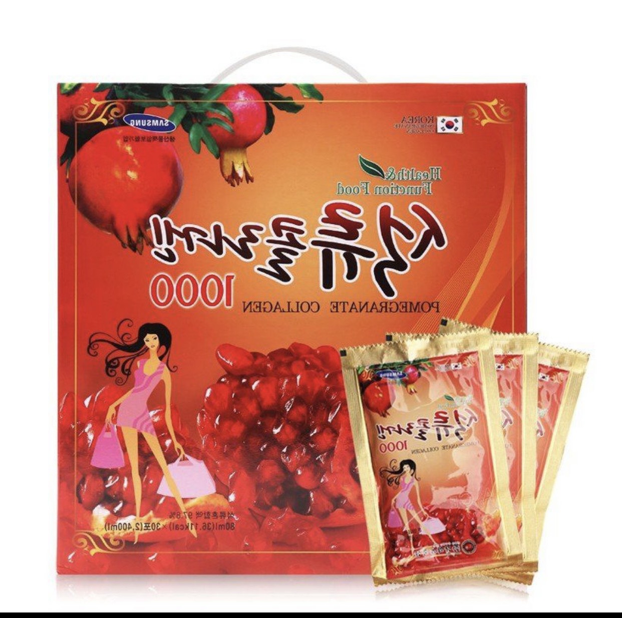 Nước Ép Lựu Đỏ KangHwa Hàn Quốc Pomegranate Collagen 1000 Nguyên Chất 80Ml* 30 gói