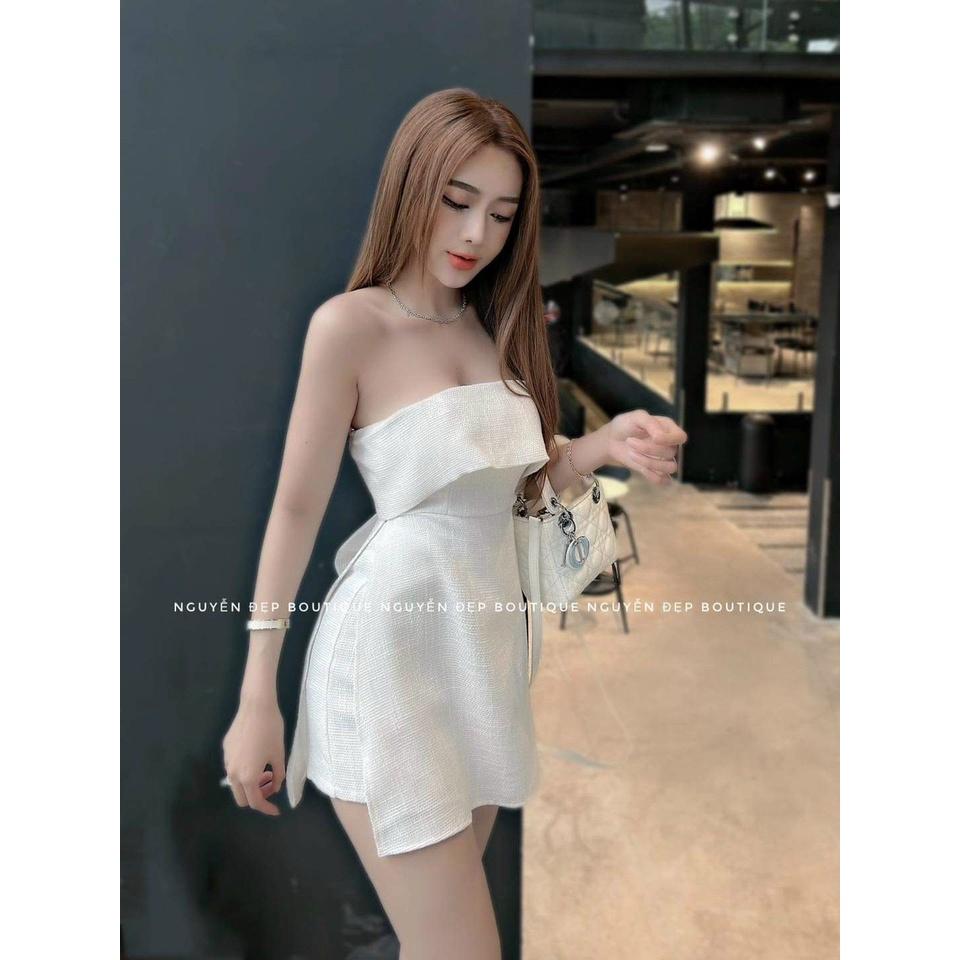 Set đầm nữ áo cúp ngực bèo có nơ sau lưng + quần from chữ A cực sang chảnh cho các nàng nhà Meowshop