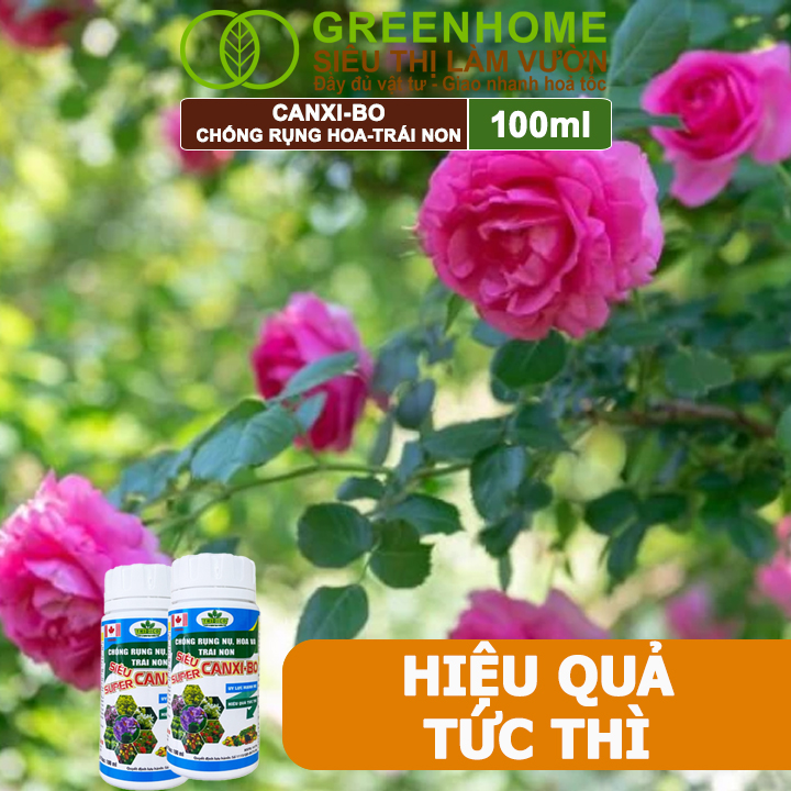 Phân bón Canxi Bo Greenhome, Chai 100ml, Tăng đậu trái, Chống rụng hoa và trái non, chống thối trái, dùng cho cây ăn quả