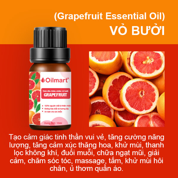 Tinh Dầu Thiên Nhiên Vỏ Bưởi Oilmart Grapefruit Essential Oil 15ml