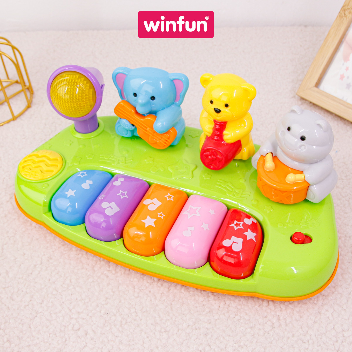 Đồ chơi phát nhạc đàn Piano mini động vật hoang dã Winfun 2012 hướng nghiệp cho bé phát triển não bộ và giác quan cho bé