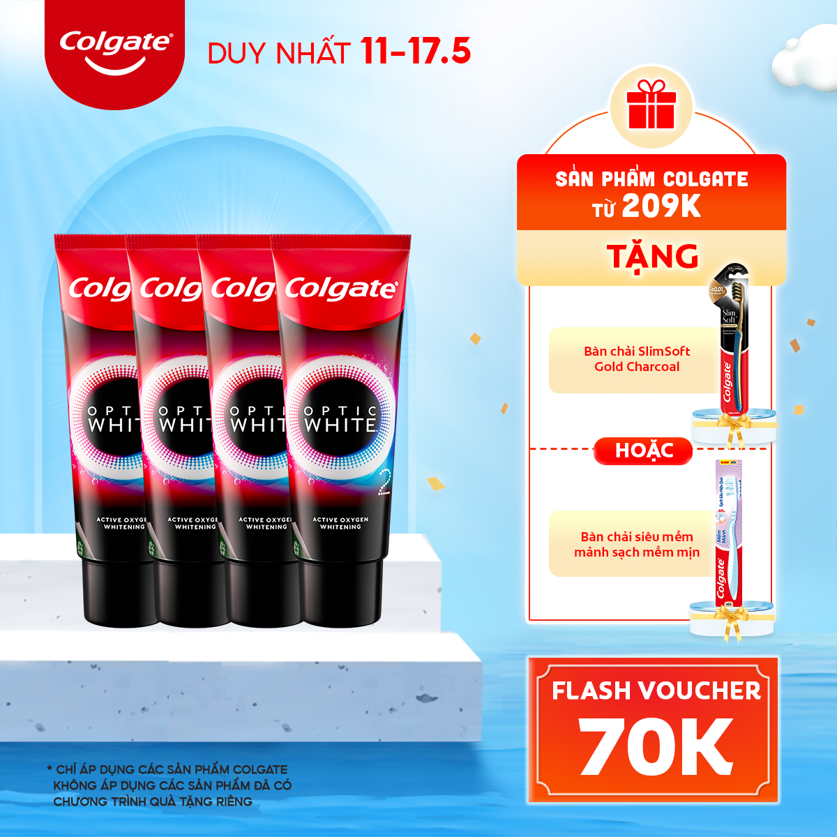 Bộ 4 Kem Đánh Răng Colgate Optic White O2 làm trắng răng đột phá với Oxy Hoạt Tính 85g/ tuýp