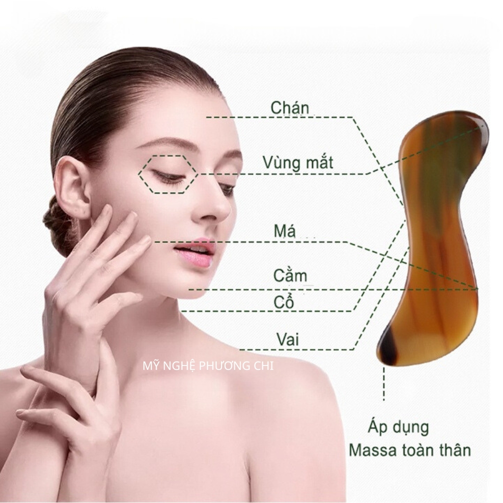 Miếng Cạo gió masssage nâng cơ mặt chăm sóc️ da toàn thân hình chữ S | Mỹ Nghệ Phương Chi