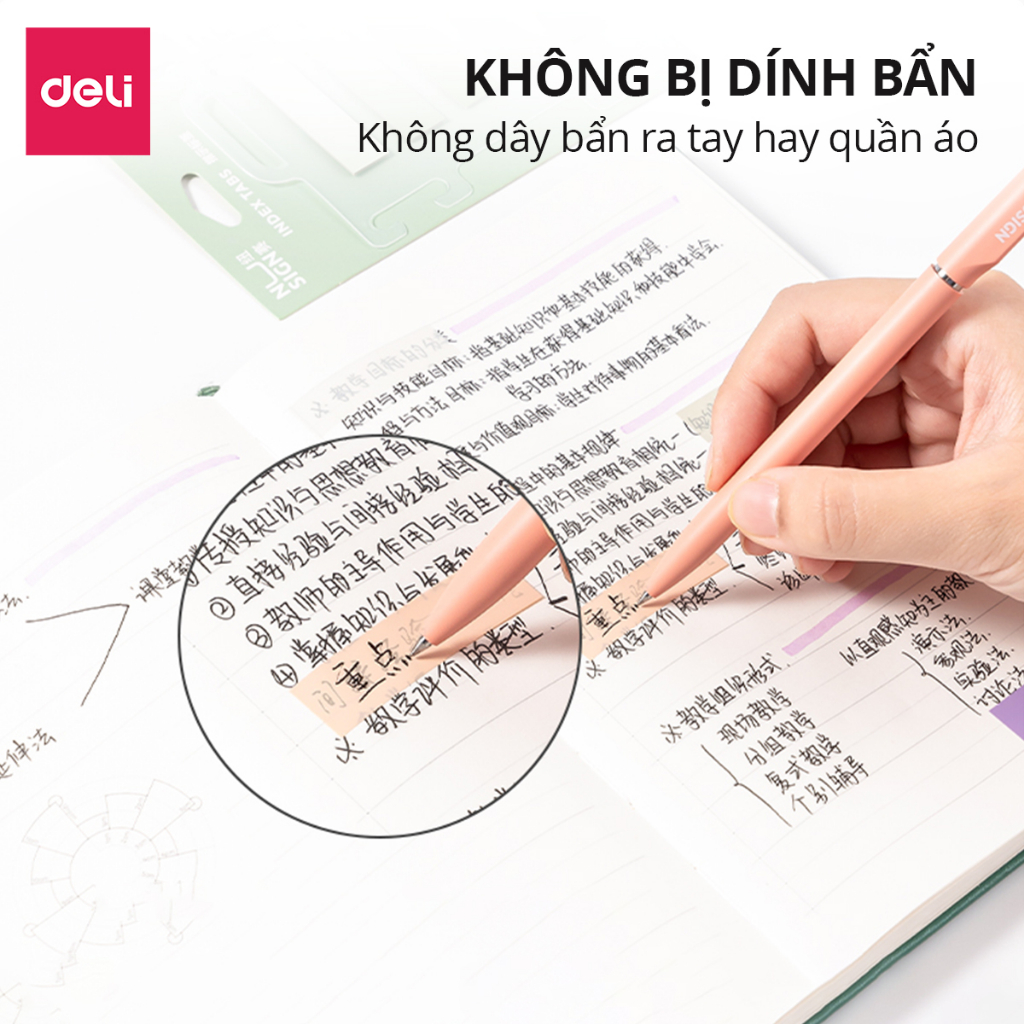 Set 100 Tờ Giấy Note Ghi Chú, Giấy Nhớ Deli - Giấy Phân Trang Chất Lượng Cao Tiện Lợi, Màu Pastel Học Sinh Văn Phòng