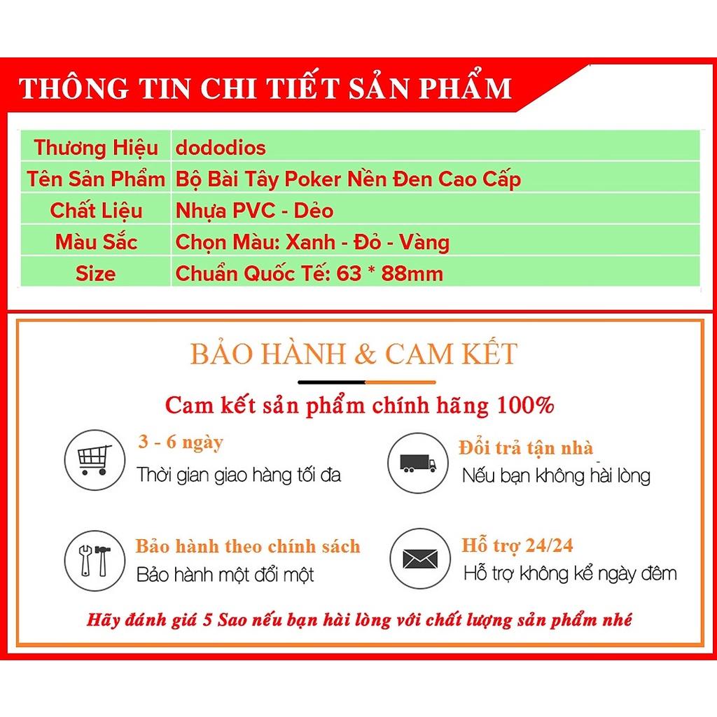 Bộ Bài Tây Đen Siêu Đẹp - Chất Liệu Nhựa PVC Chống Thấm Nước Siêu Bền - Chính hãng dododios