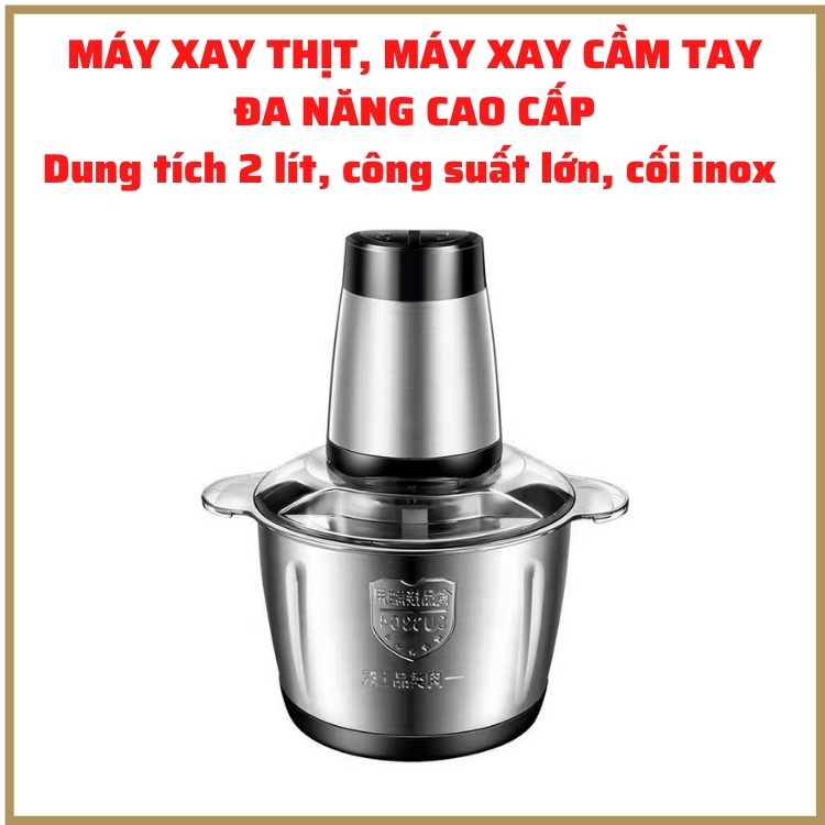 Máy Xay Thịt, Máy xay đa năng Cối Inox Đa Năng  4 Lưỡi Công suất 300W