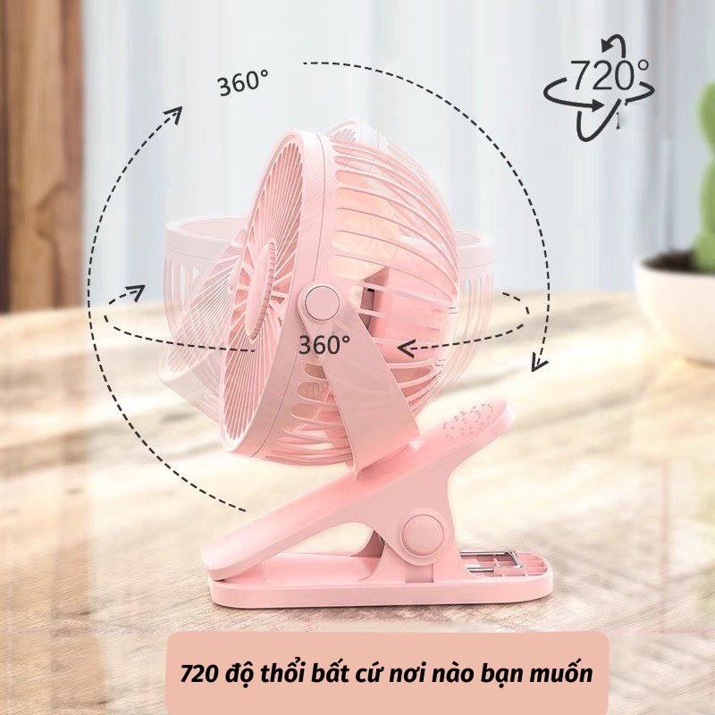 Quạt Tích Điện Mini Kẹp Bàn 3 Cấp Độ