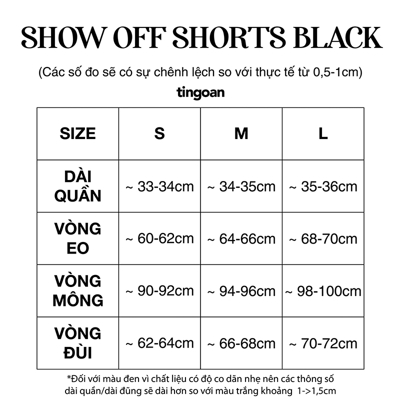 Quần short ôm trắng tingoan SHOW OFF SHORT/WH