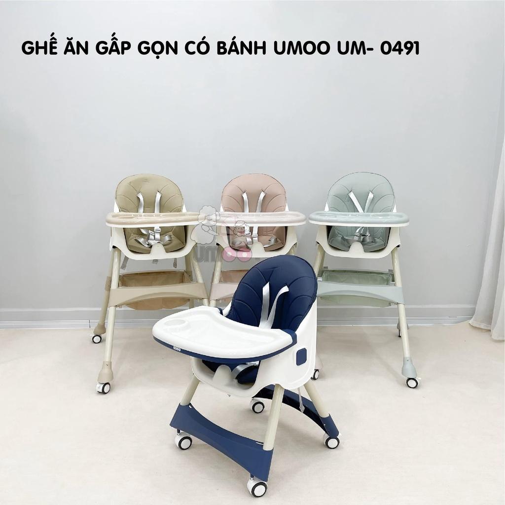 Ghế Ăn Dặm Gấp Gọn Có Bánh Xe UMOO/ V-BaBy / Honper Điều Chỉnh Độ Cao 2 Cấp Độ - Hàng nhập khẩu