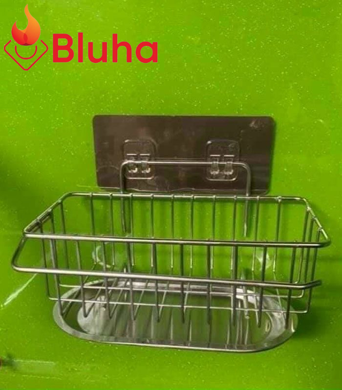 Giá để Giẻ Rửa Bát Dán Tường Inox KRC4 - Giỏ treo đồ rửa chén Kèm Khay Hứng Nước và Thanh phơi khăn tiện dụng không han rỉ