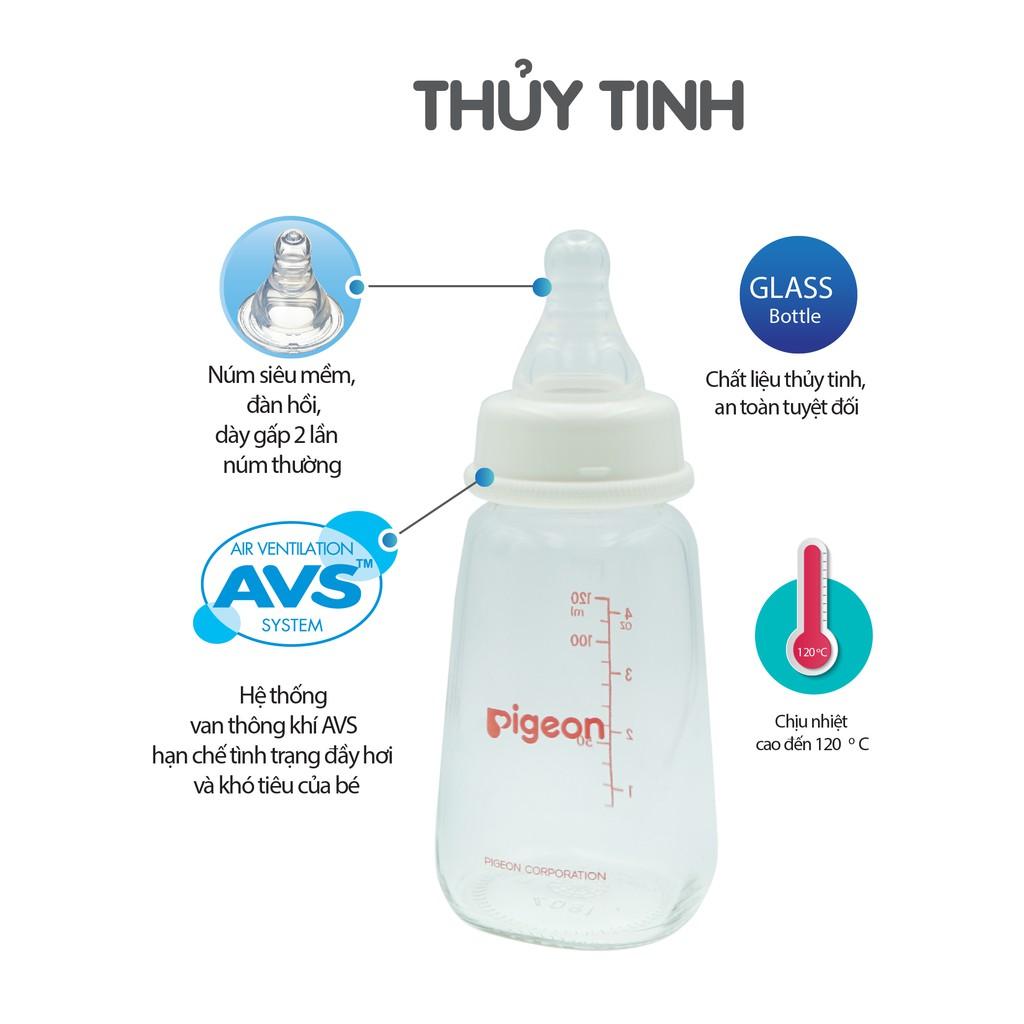 Bình sữa thủy tinh cổ hẹp Pigeon 120ml/240ml