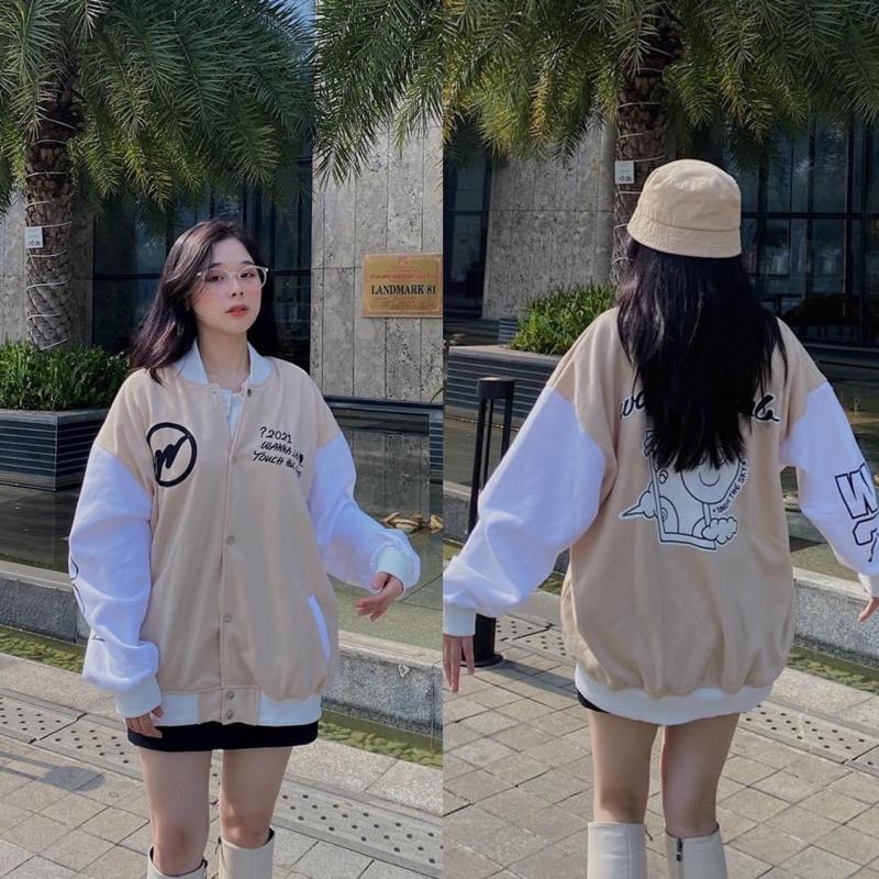 áo Bomber 2021 màu kem unisex ảnh thật SSStore ( nam nữ mặc đều được)