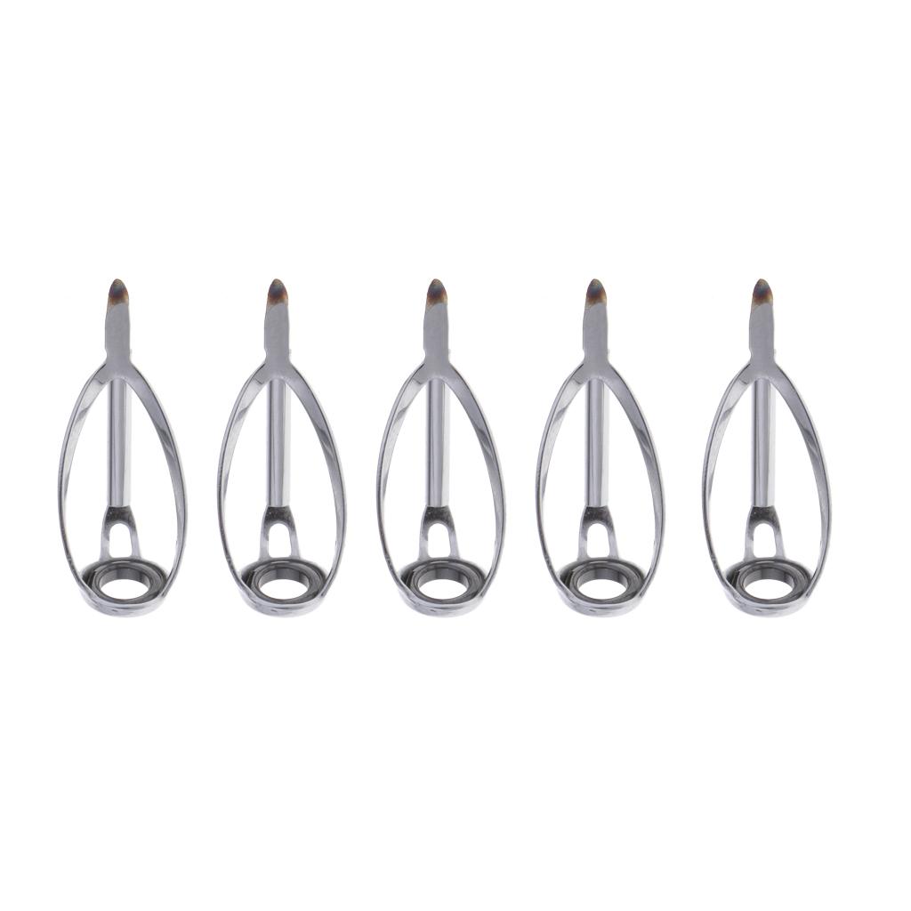 5pcs Fishing Rod Pole Guides Tips Top Eye Rings Rod Repair Kit