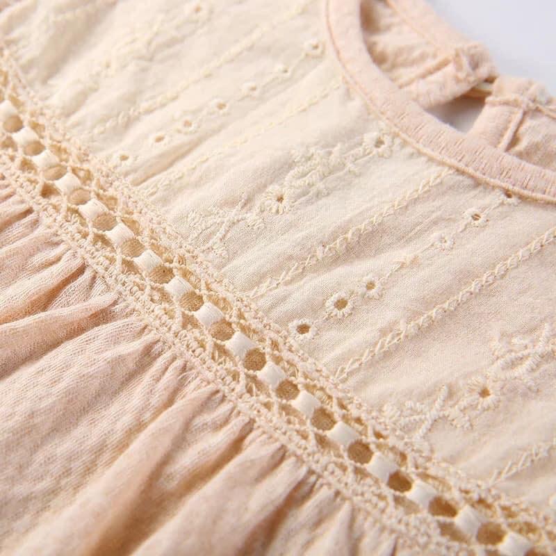 Váy bé gái 100% organic cotton hữu cơ siêu mềm nhẹ thoáng mát không tẩy nhuộm hóa chất an toàn cho bé