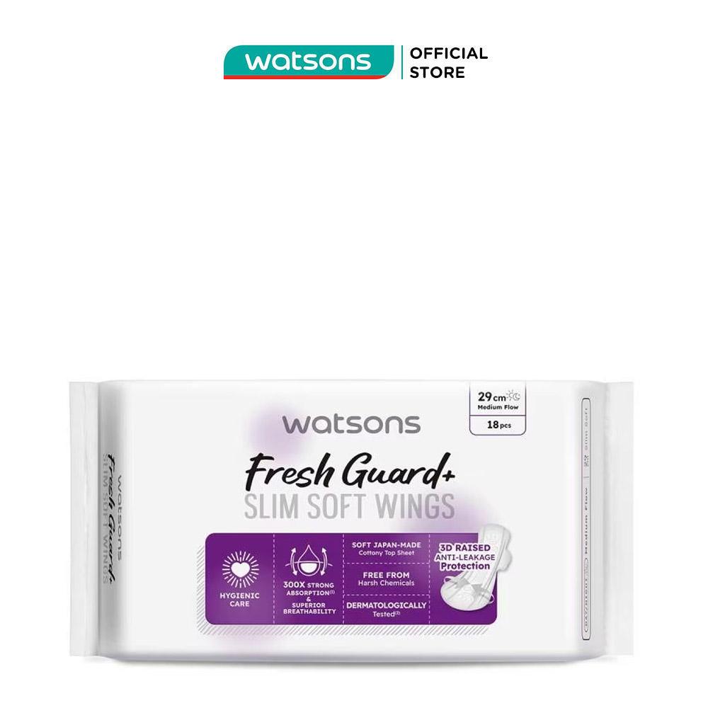 Băng Vệ Sinh Ngày và Đêm Mỏng Có Cánh Watsons Fresh Guard+ 29cm 18 Miếng