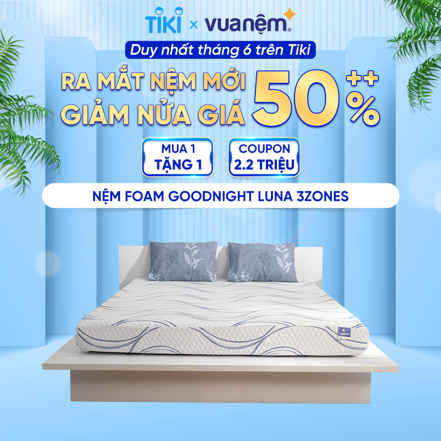 [FREESHIP] Nệm Foam Premium Goodnight Luna 3zones thoáng khí, êm ái