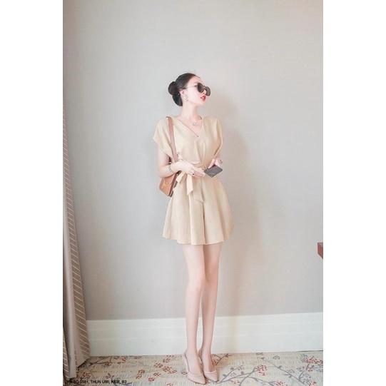 (Có bigsize) Set đồ liền jumpsuit cổ tim thắt eo nơ cho bạn nữ *2581