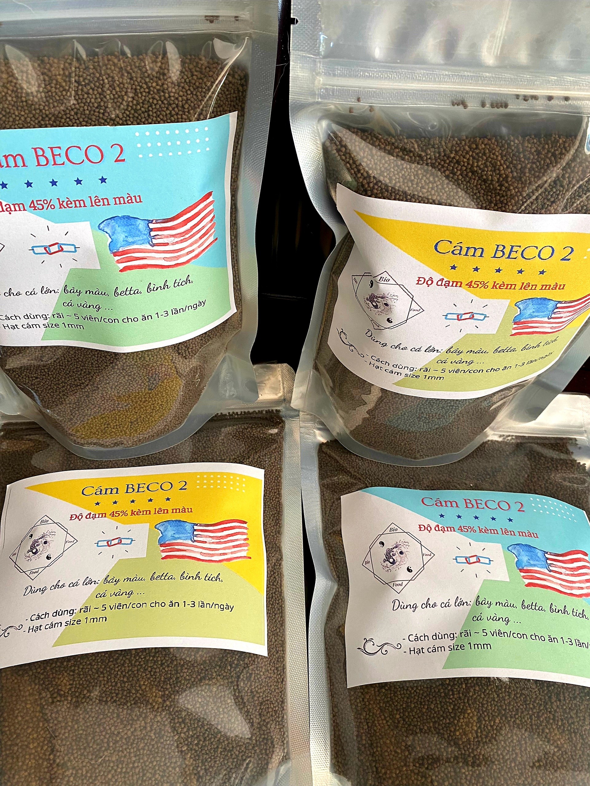 1kg Cám BECO 2 NEW - Thức ăn cho cá lớn Bio Food túi zip 1 kg