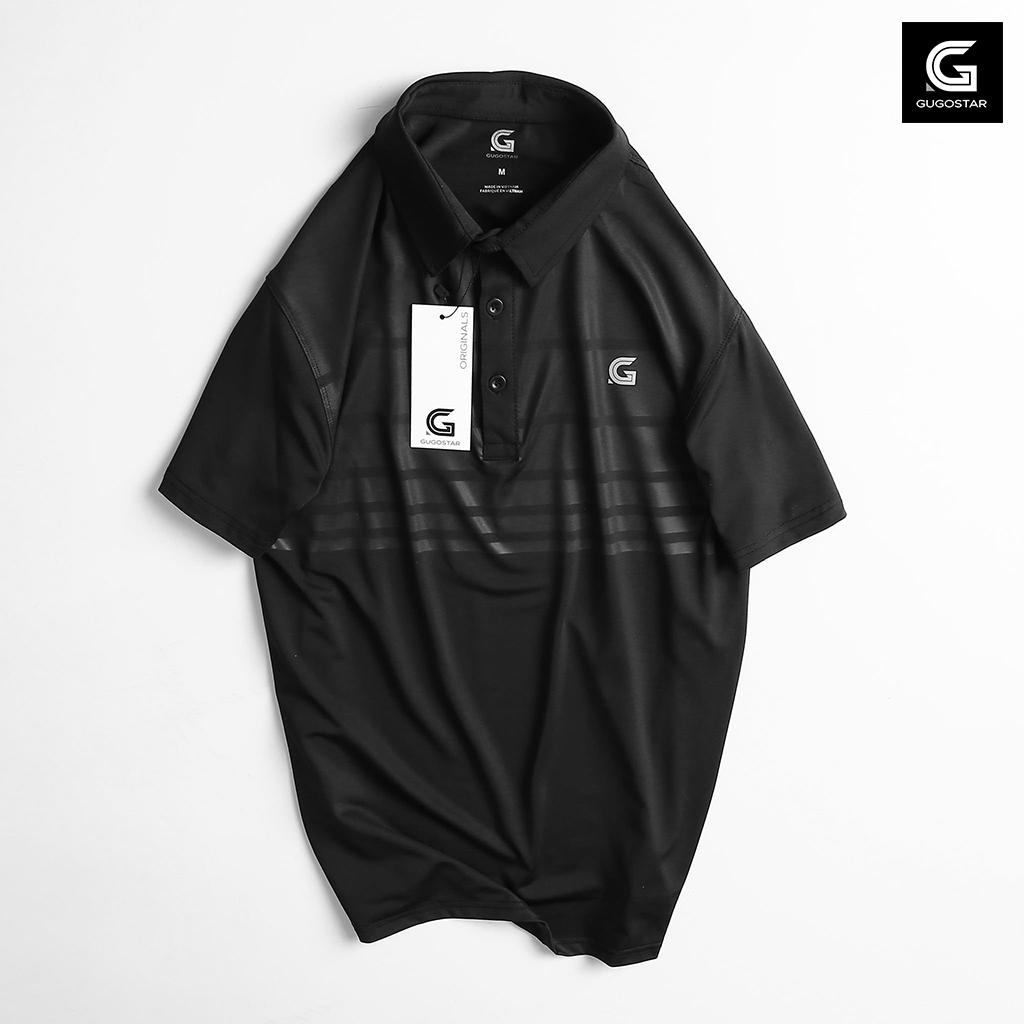 Áo Thun Nam Có Cổ SỌC NGANG GUGOSTAR G504, Thun Lạnh Thể Thao, Co Giãn 4 Chiều