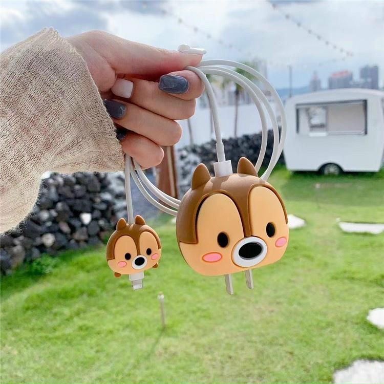 BỘ PHỤ KIỆN BẢO VỆ CÁP VÀ CỦ SẠC BẰNG SILICON HÌNH THÚ 3D NGHỘ NGHĨNH LẠ MẮT TRÁNH VA ĐẬP ĐỨT CÁP SẠC