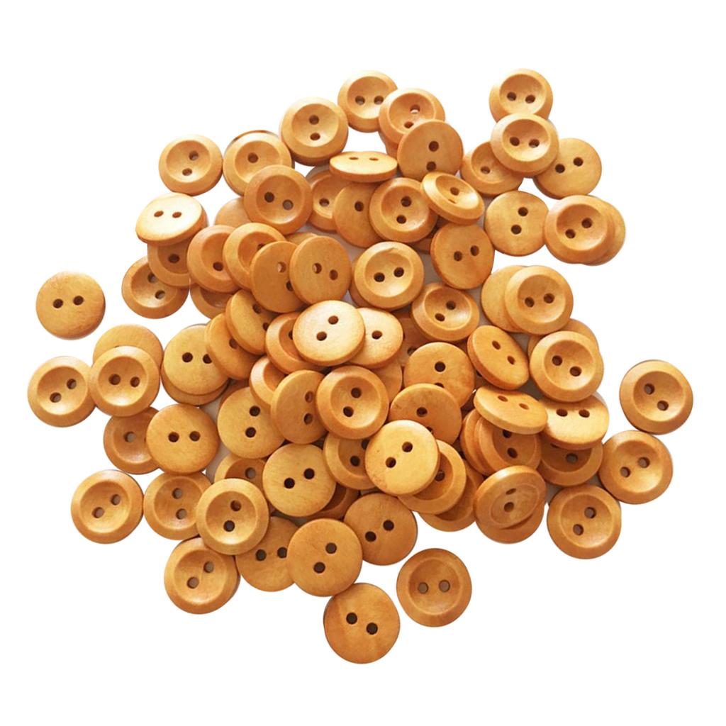100 Chiếc Sơn Vintage Tròn 2 Lỗ Gỗ Nút May Thêu Sò 15 Mm
