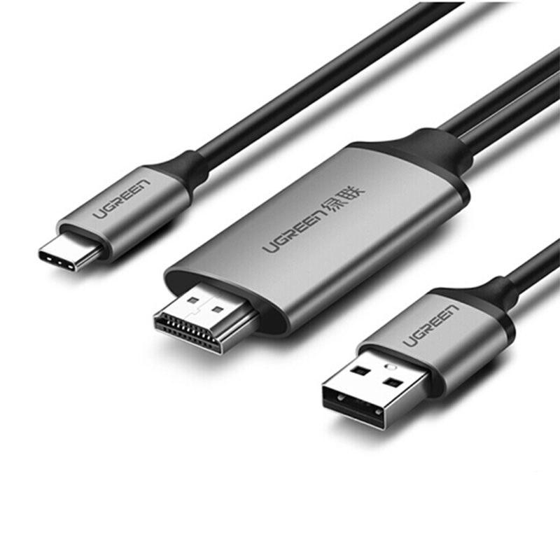 Ugreen UG50544CM183TK 1.5M màu Xám Cáp chuyển đổi TYPE C sang HDMI dương + hỗ trợ cổng USB cấp nguồn - HÀNG CHÍNH HÃNG