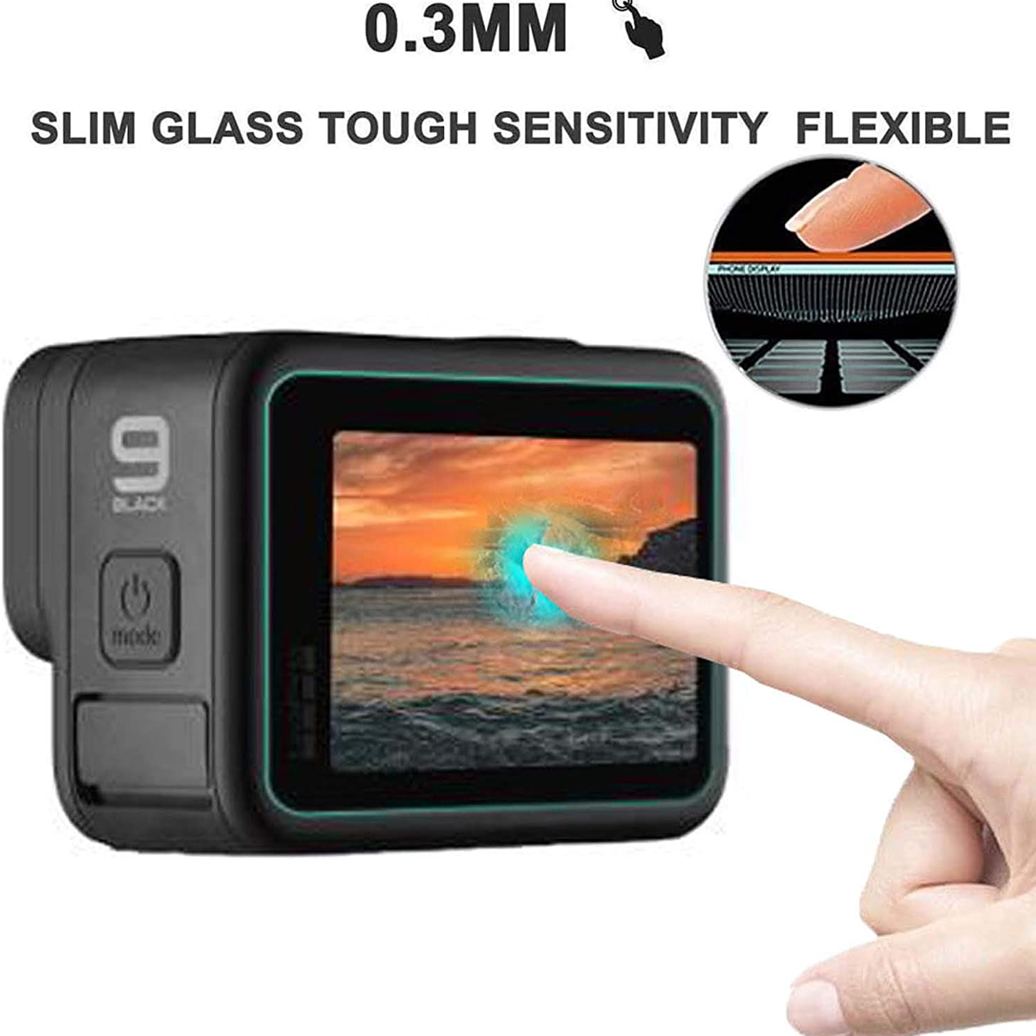 Bộ bảo vệ màn hình thủy tinh nóng tính cho GoPro Hero 11 10 9 Phim bảo vệ ống kính đen cho GoPro 9 10 11Camera Phụ kiện