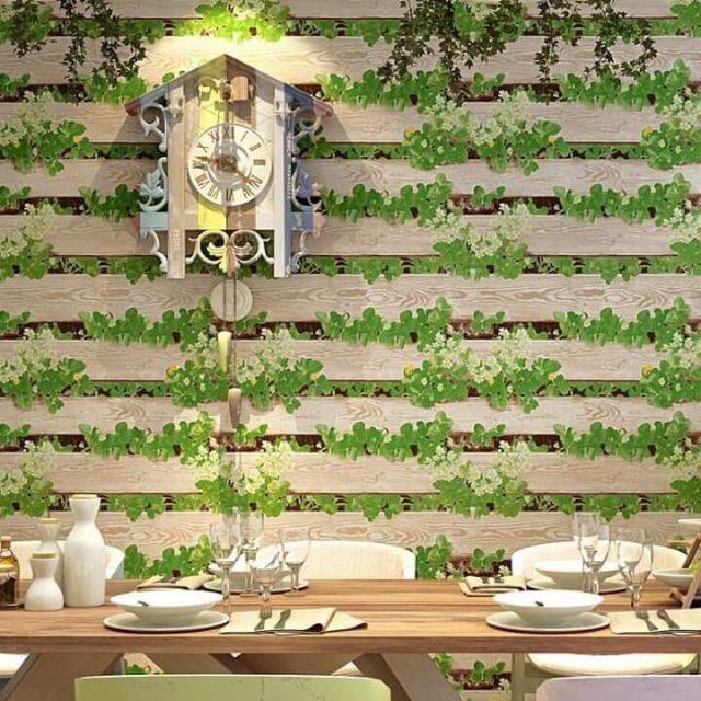 10m Giấy dán tường họa tiết xanh lá
