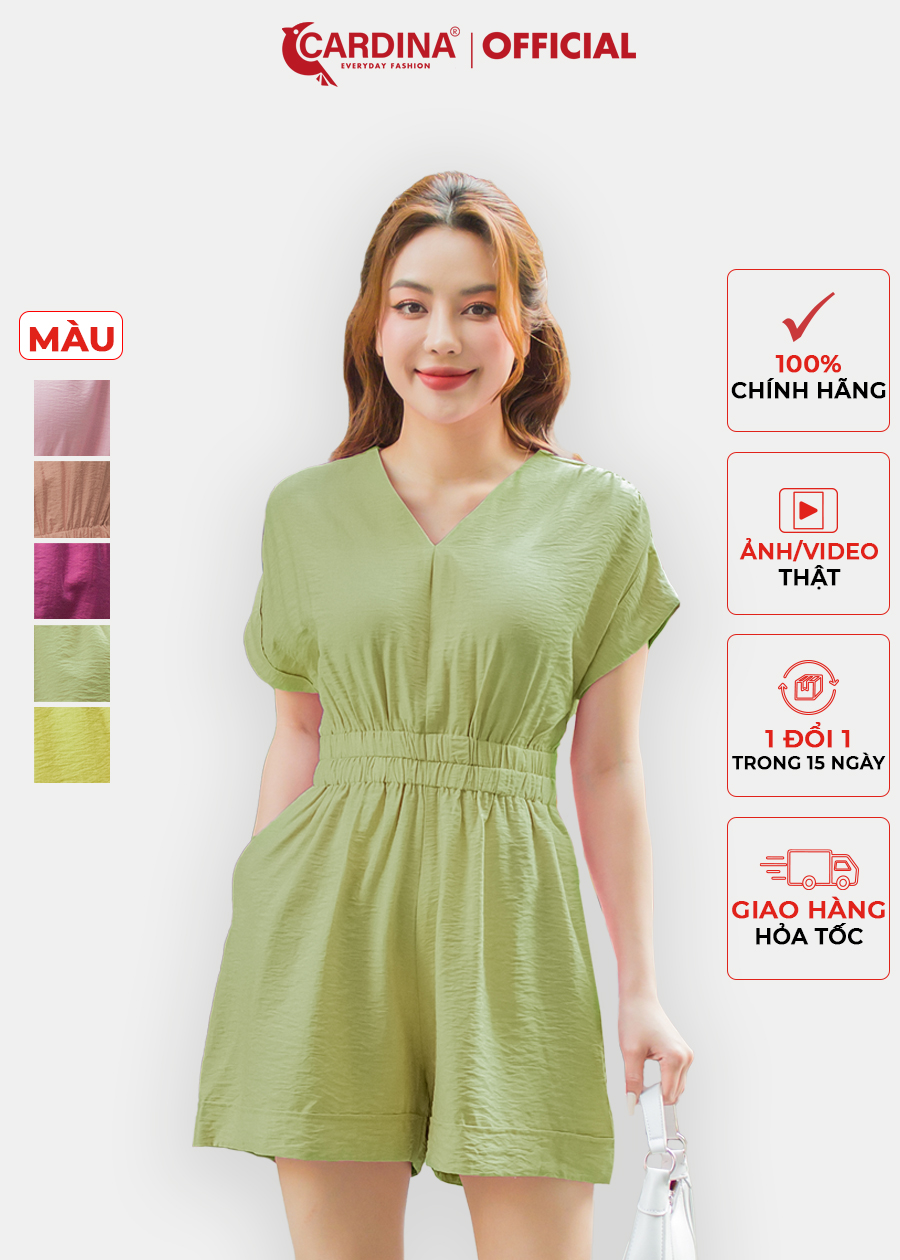 Đồ Bộ Nữ CARDINA Chất Đũi Bamboo Jumpsuit Tay Liền Quần Đùi Thoáng Mát Hiện Đại 3JD01