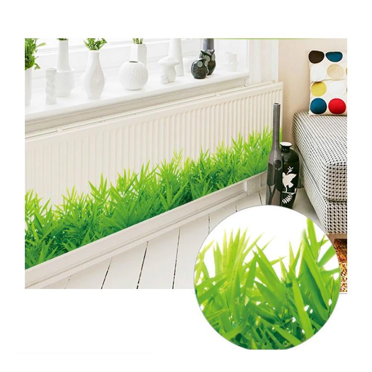 Decal trang trí chân tường cỏ xanh lá