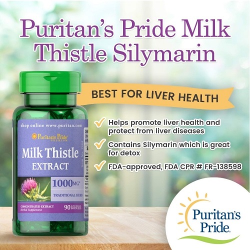 Bổ gan Puritan's Pride Milk Thistle Extract 1000mg Mỹ hỗ trợ giúp gan khỏe hơn, tăng sức đề kháng, hỗ trợ giải độc gan, giảm mụn - OZ Slim Store