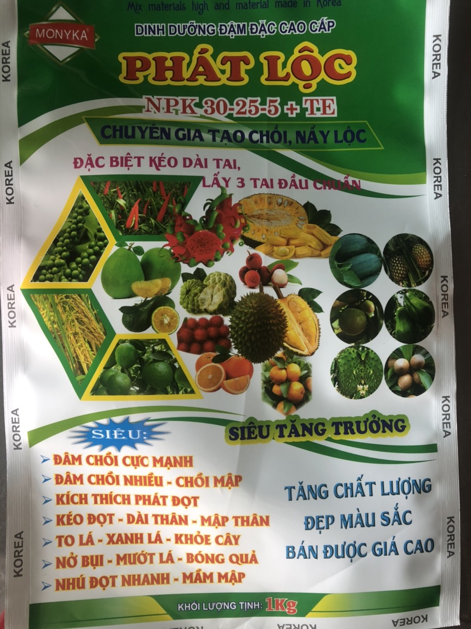 1 KG PHÂN BÓN NPK 30-25-5 TE, PHÂN BÓN TẠO CHỒI , NẨY LỘC, TO LÁ , XANH LÁ , NHÚ ĐỌT NHANH