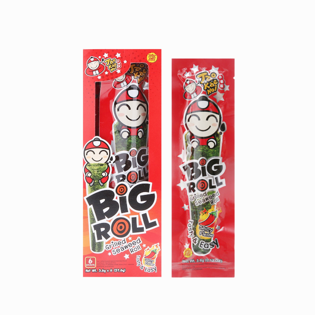 Combo 4 Hộp Snack Rong Biển Taokaenoi BIG ROLL (2 Hộp Vị Mực &amp; 2 Hộp Vị Cay) - 6 Gói/ Hộp