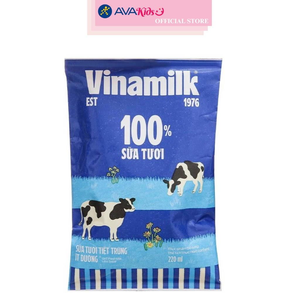Thùng 48 bịch sữa tươi tiệt trùng Vinamilk ít đường 220 ml (từ 1 tuổi)