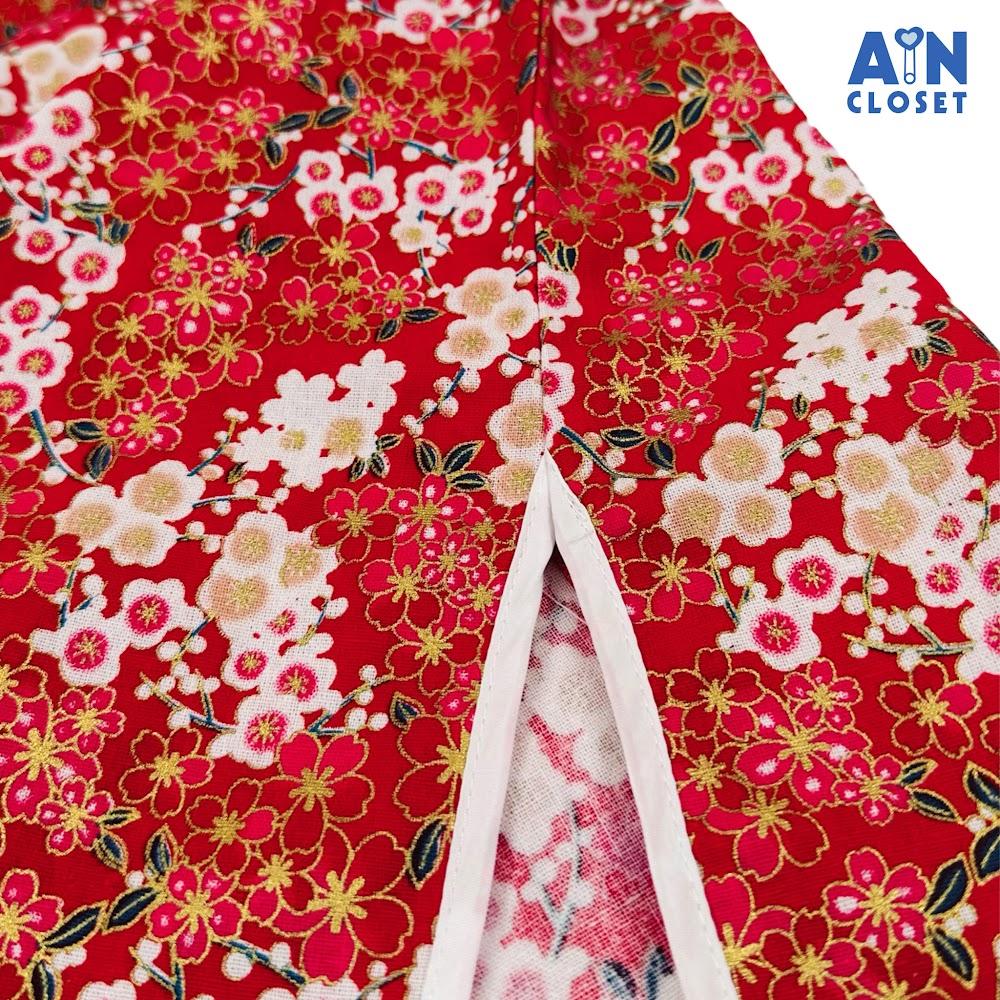 Đầm Sườn xám bé gái họa tiết hoa Thanh Liễu Đỏ linen - AICDBGPC0Y7E - AIN Closet