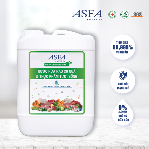 Nước Rửa Rau Củ &amp; Thực Phẩm Tươi Sống Khử Khuẩn, Khử Mùi ASFA Fruit &amp; Vegetable 5 lít An Toàn 100%