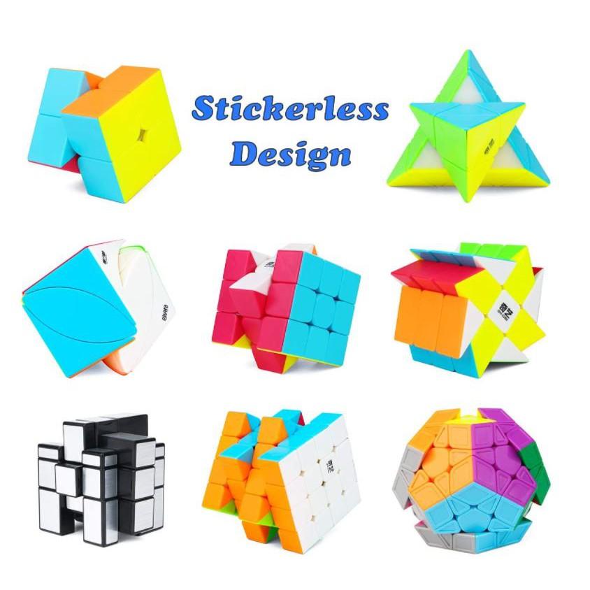 Hot Set 8 Rubik Stickerless 2x2, 3x3, 4x,4 Tam Giác, 12 Mặt, Ivy, Mirror Gương Bạc, Windmill